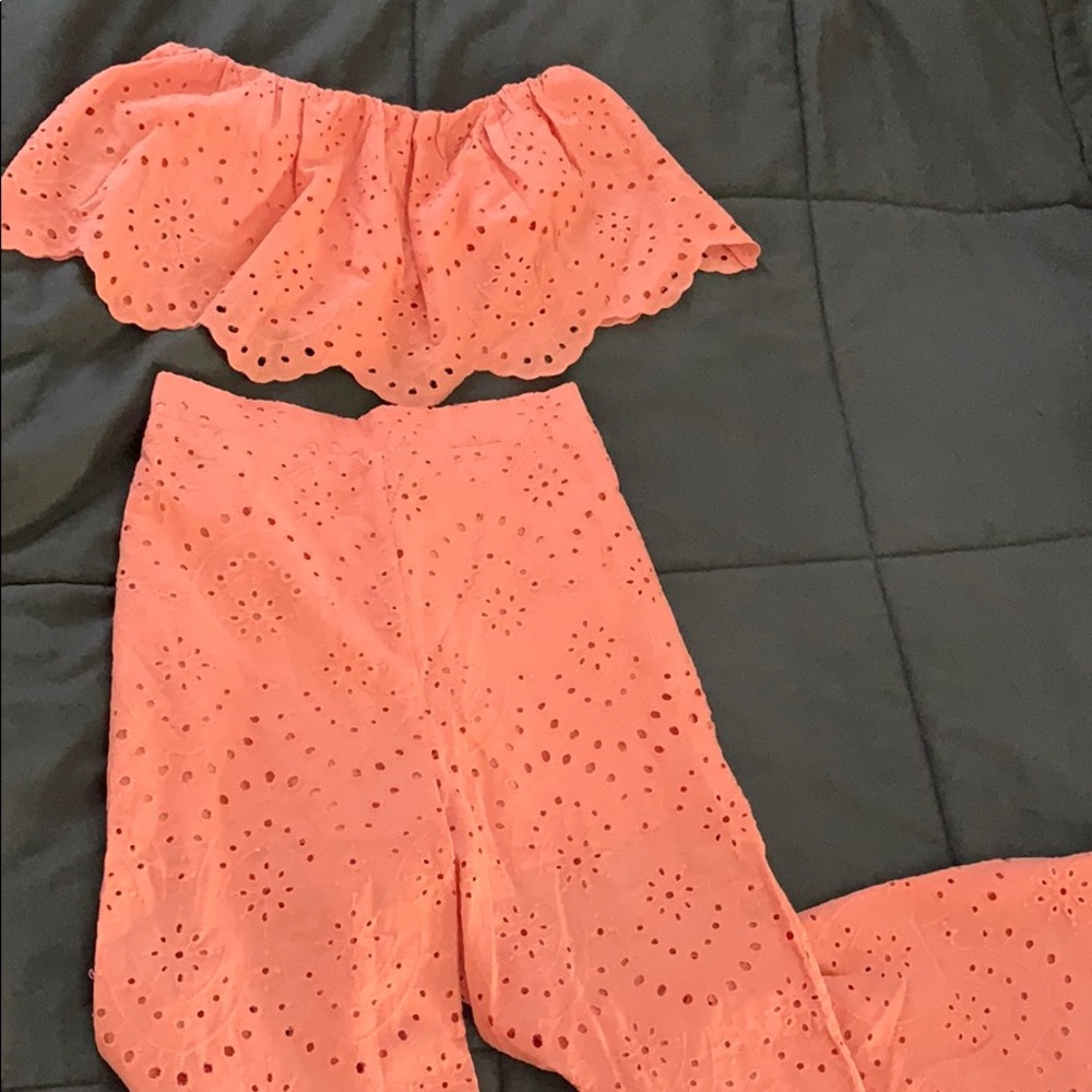 Adorable coral jumpsuit set